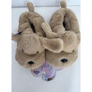 CozyFoams Womens Slippers Tan Dog Face Plush Fur Sz L 9-10 NWT Retail $38